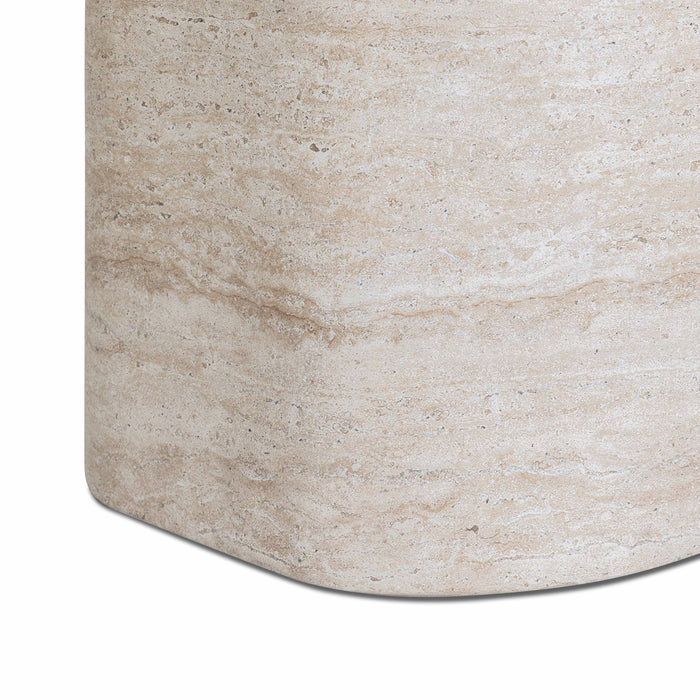 Thyme Faux Travertine Indoor/Outdoor Concrete Side Table - Home And Beyond