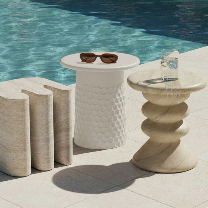 Hessa Indoor/Outdoor Concrete Chiseled Side Table - Home And Beyond