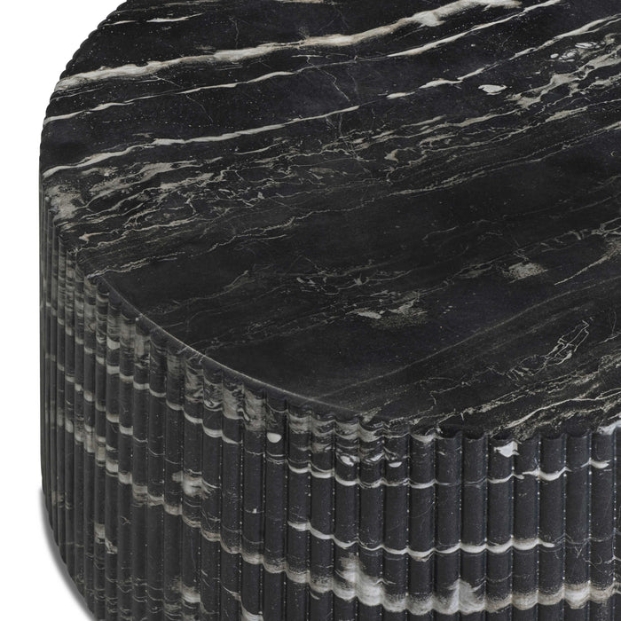 Hades 47" Black Faux Marble Indoor/Outdoor Concrete Coffee Table - Home And Beyond