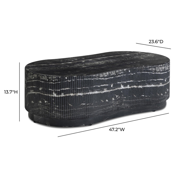 Hades 47" Black Faux Marble Indoor/Outdoor Concrete Coffee Table - Home And Beyond