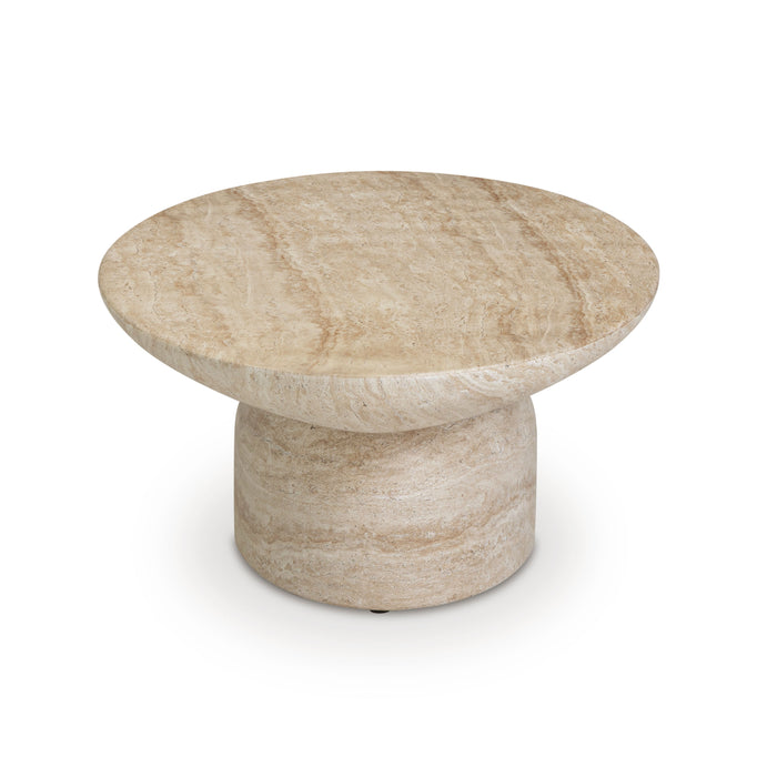 Sonia 51" Faux Travertine Indoor/Outdoor Concrete Coffee Table - Home And Beyond