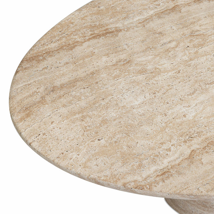 Sonia 51" Faux Travertine Indoor/Outdoor Concrete Coffee Table - Home And Beyond