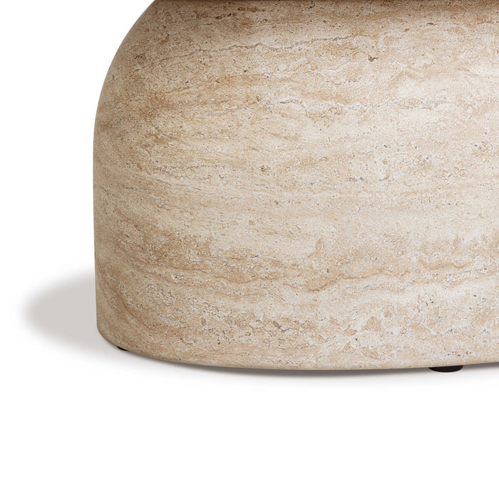 Sonia 51" Faux Travertine Indoor/Outdoor Concrete Coffee Table - Home And Beyond