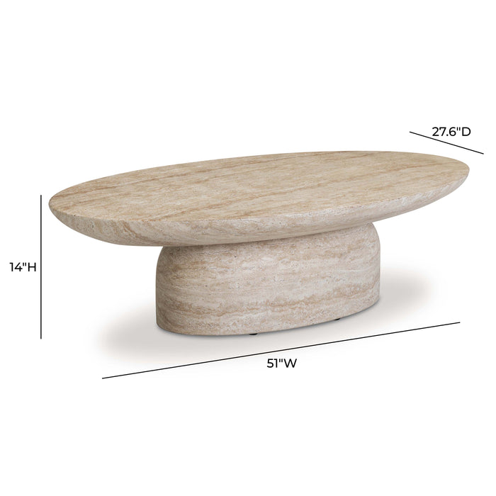 Sonia 51" Faux Travertine Indoor/Outdoor Concrete Coffee Table - Home And Beyond
