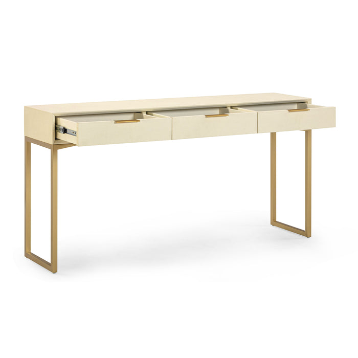 Pesce 59" Faux Shagreen 3-Drawer Console Table - Home And Beyond