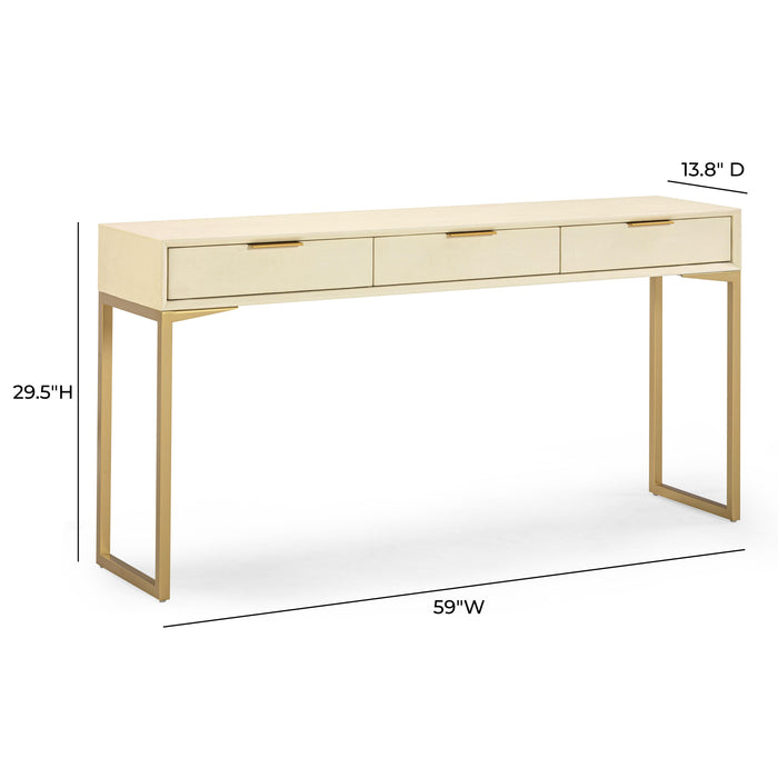 Pesce 59" Faux Shagreen 3-Drawer Console Table - Home And Beyond