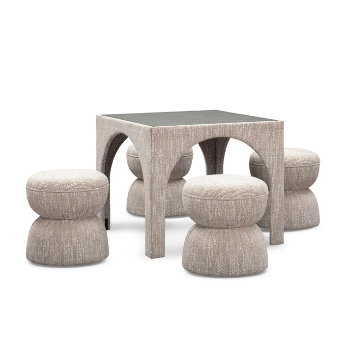 Tomlin Ruched Performance Fabric Game Ottoman - Home And Beyond