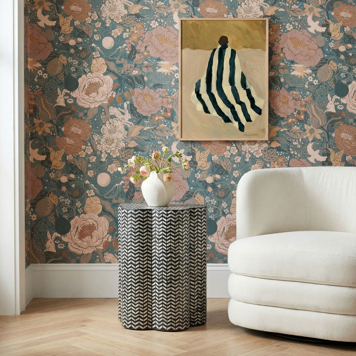 Truffle Black Mother of Pearl Shell Side Table - Home And Beyond