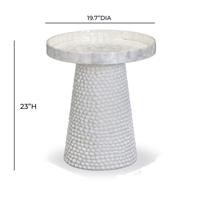 Coast Pearl White Seashell Round Side Table - Home And Beyond