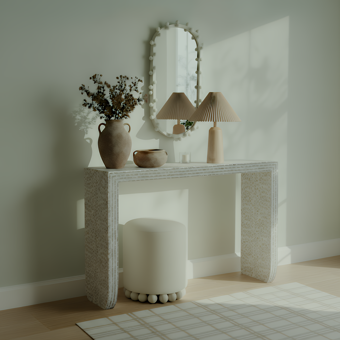 Cyprus 47" Cream Capiz Shell Console Table - Home And Beyond