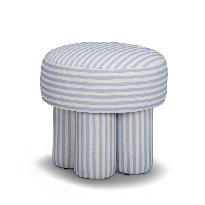 Masha Striped Performance Linen Accent Stool - Home And Beyond