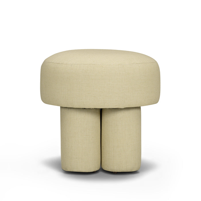 Masha Yellow Homespun Plaid Performance Linen Accent Stool - Home And Beyond