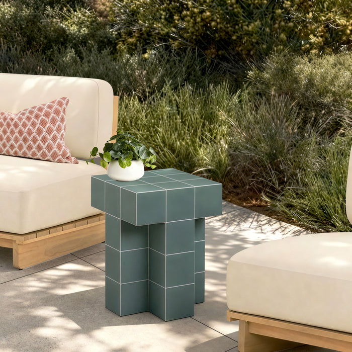 Alma Tile Concrete Indoor/Outdoor Side Table - Home And Beyond