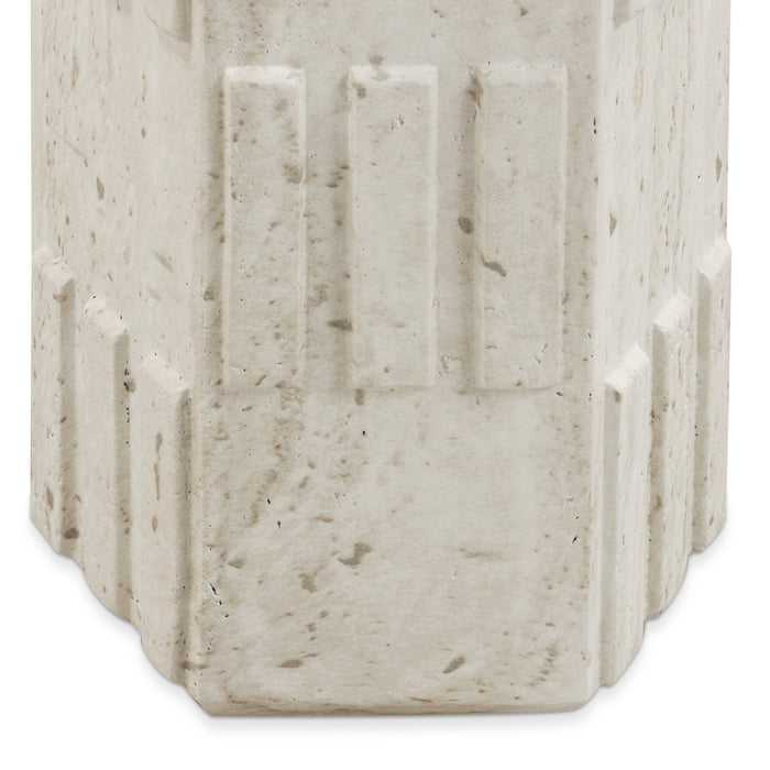 Asta Faux Travertine Indoor/Outdoor Concrete Side Table - Home And Beyond