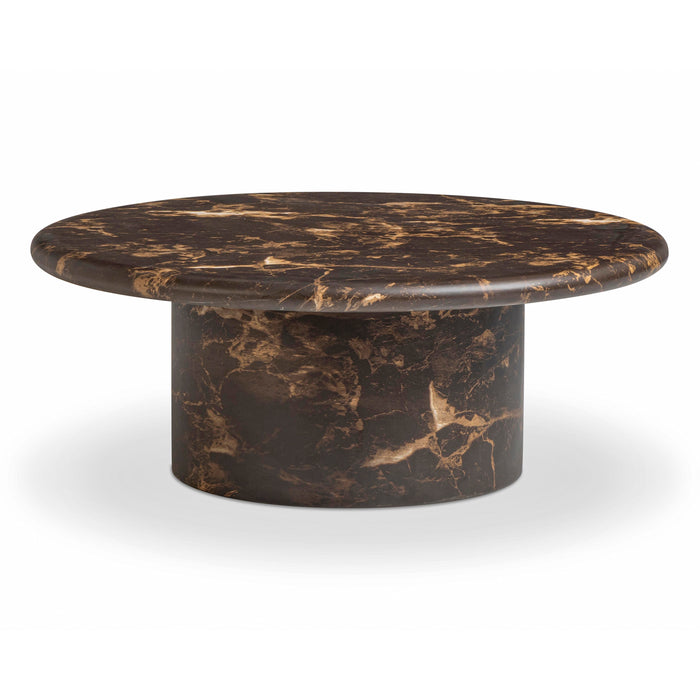 Byron 36" Dark Brown Faux Marble Indoor/Outdoor Concrete Round Coffee Table - Home And Beyond