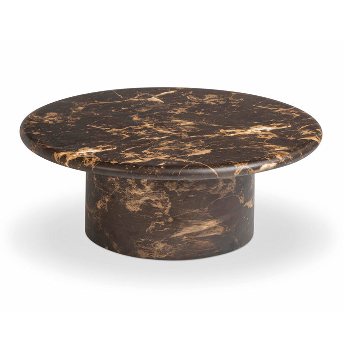 Byron 36" Dark Brown Faux Marble Indoor/Outdoor Concrete Round Coffee Table - Home And Beyond