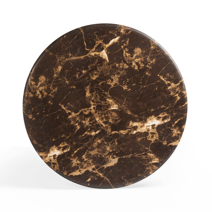 Byron 36" Dark Brown Faux Marble Indoor/Outdoor Concrete Round Coffee Table - Home And Beyond
