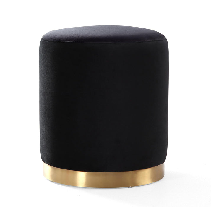 Opal Black Velvet Ottoman -Gold Base - UK - Home And Beyond