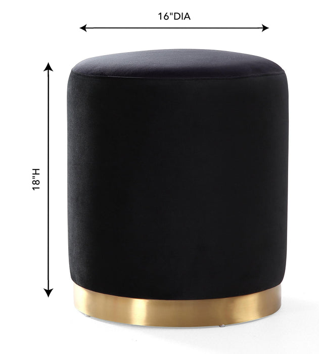 Opal Black Velvet Ottoman -Gold Base - UK - Home And Beyond