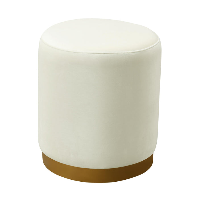 Opal Cream Velvet Ottoman with Gold Base - UK - Home And Beyond