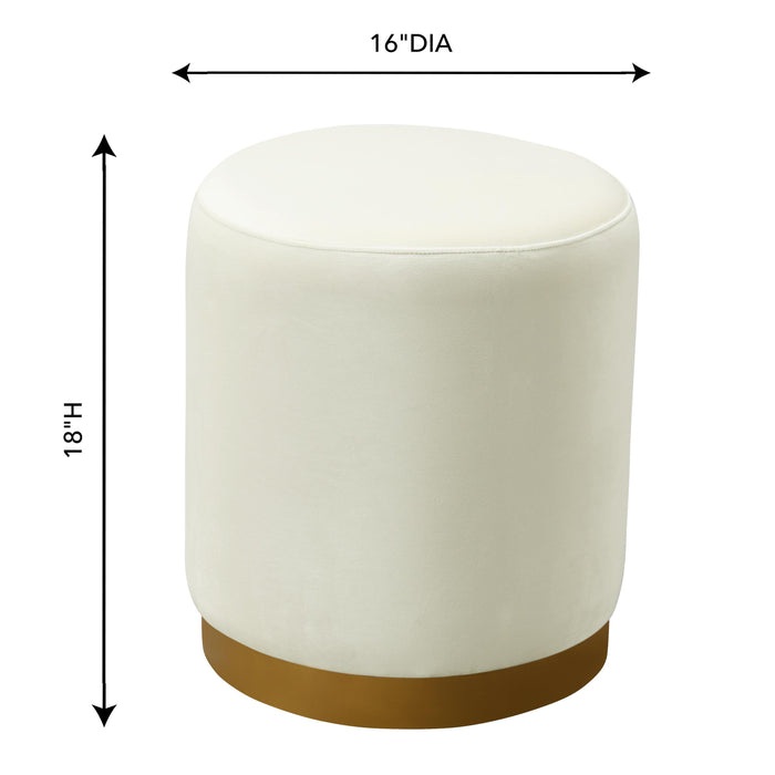Opal Cream Velvet Ottoman with Gold Base - UK - Home And Beyond