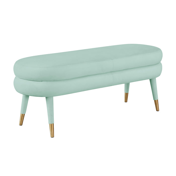 Betty Sea Foam Green Velvet Bench - Home And Beyond