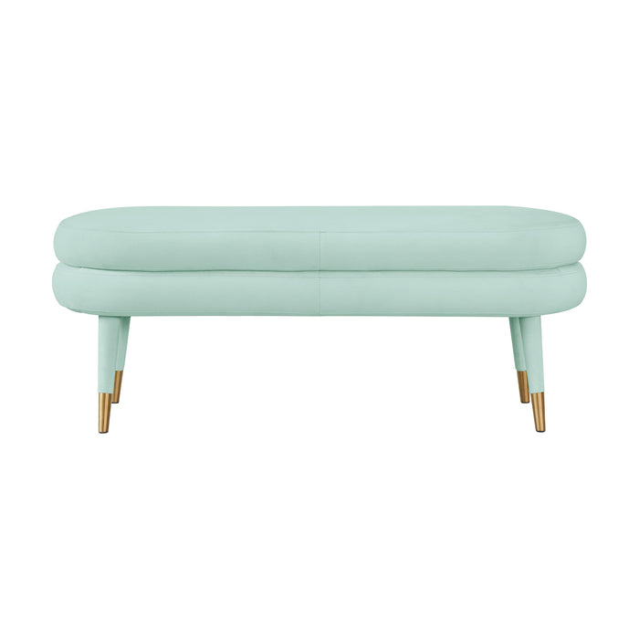 Betty Sea Foam Green Velvet Bench - Home And Beyond