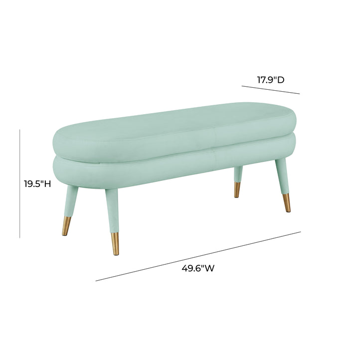 Betty Sea Foam Green Velvet Bench - Home And Beyond