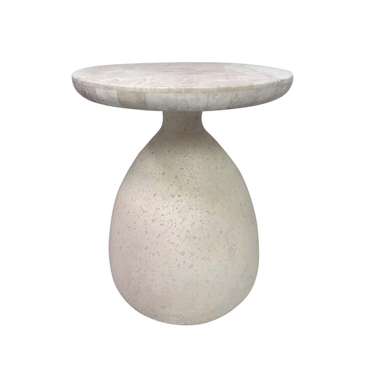 Gina Cream Travertine Side Table - UK - Home And Beyond