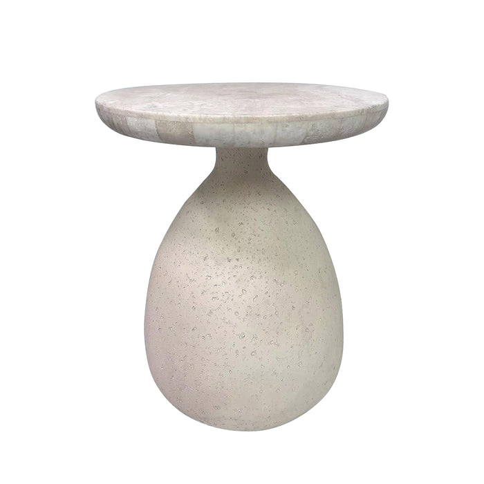 Gina Cream Travertine Side Table - UK - Home And Beyond