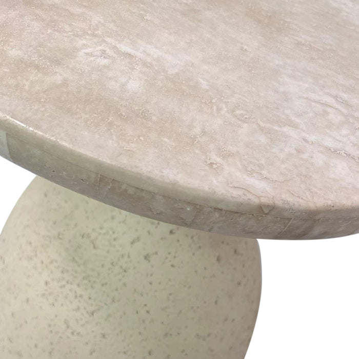 Gina Cream Travertine Side Table - UK - Home And Beyond