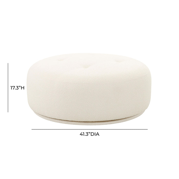 Fickle Cream Performance Boucle Swivel Ottoman