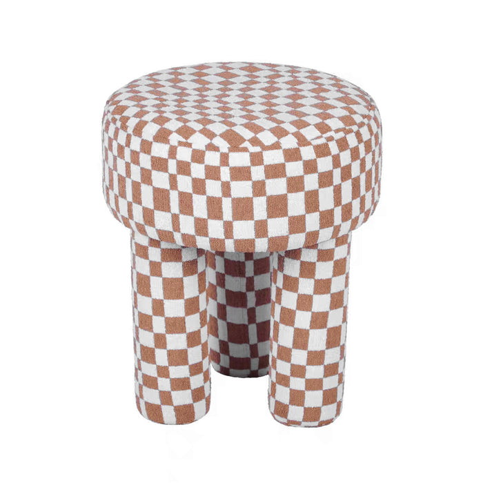 Claire Brown Checkered Boucle Stool - UK - Home And Beyond