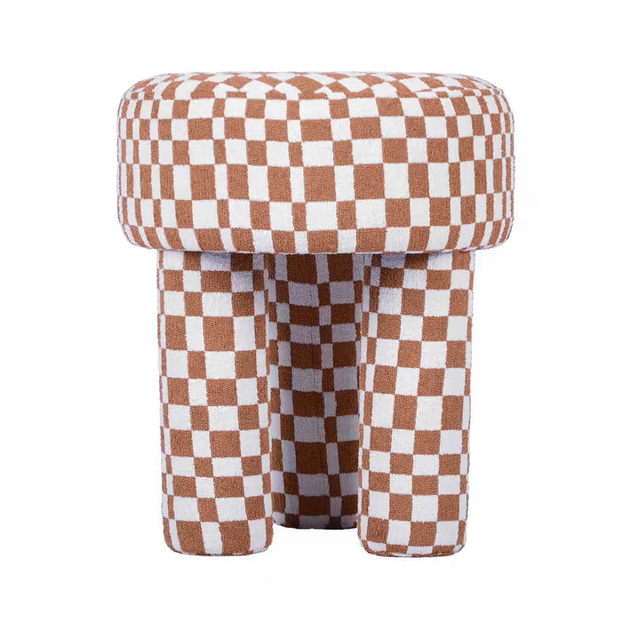 Claire Brown Checkered Boucle Stool - UK - Home And Beyond