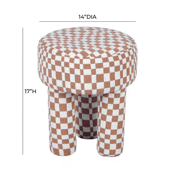 Claire Brown Checkered Boucle Stool - UK - Home And Beyond