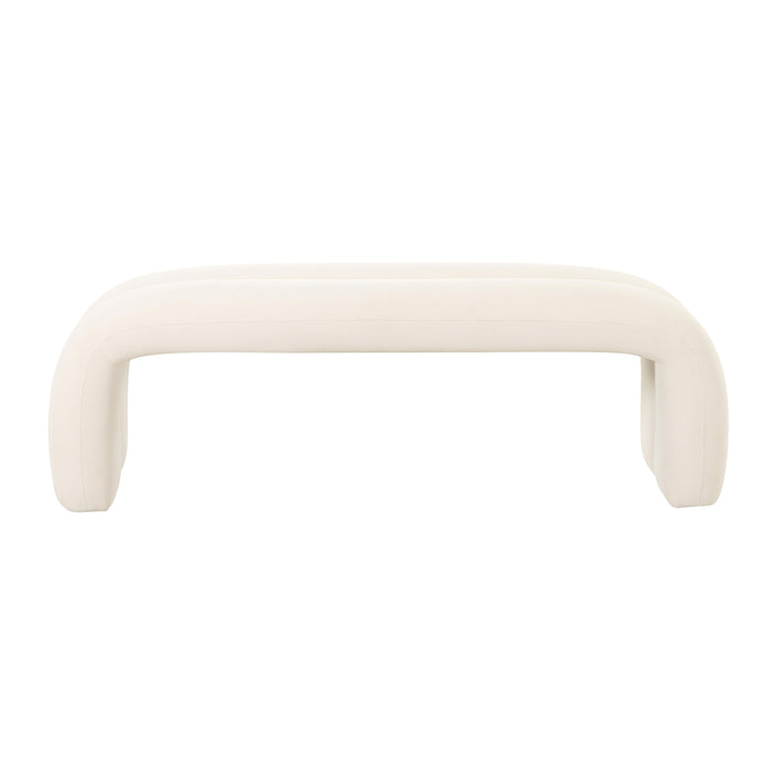 Leigh Cream Velvet Channeled Bench - UK - Home And Beyond