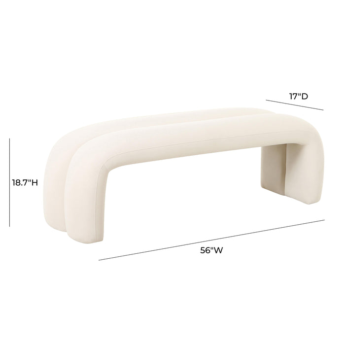 Leigh Cream Velvet Channeled Bench - UK - Home And Beyond