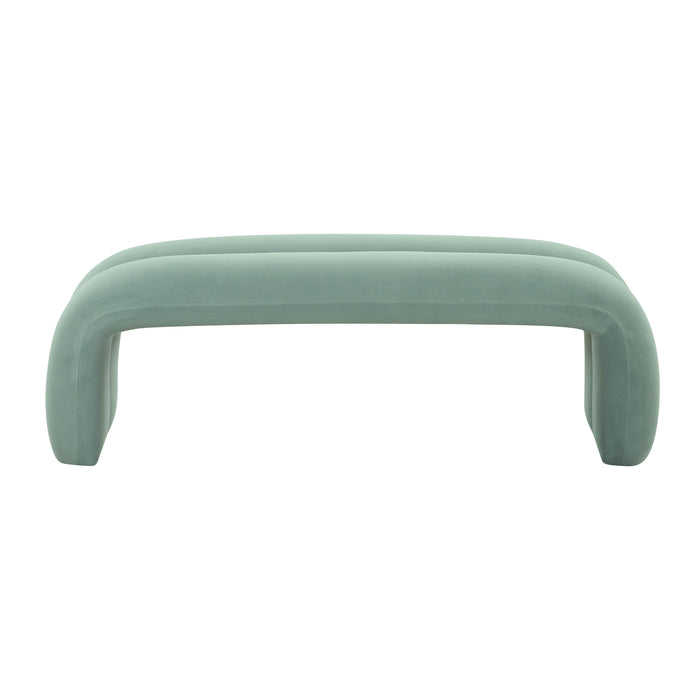 Leigh Green Velvet Channeled Bench - UK - Home And Beyond