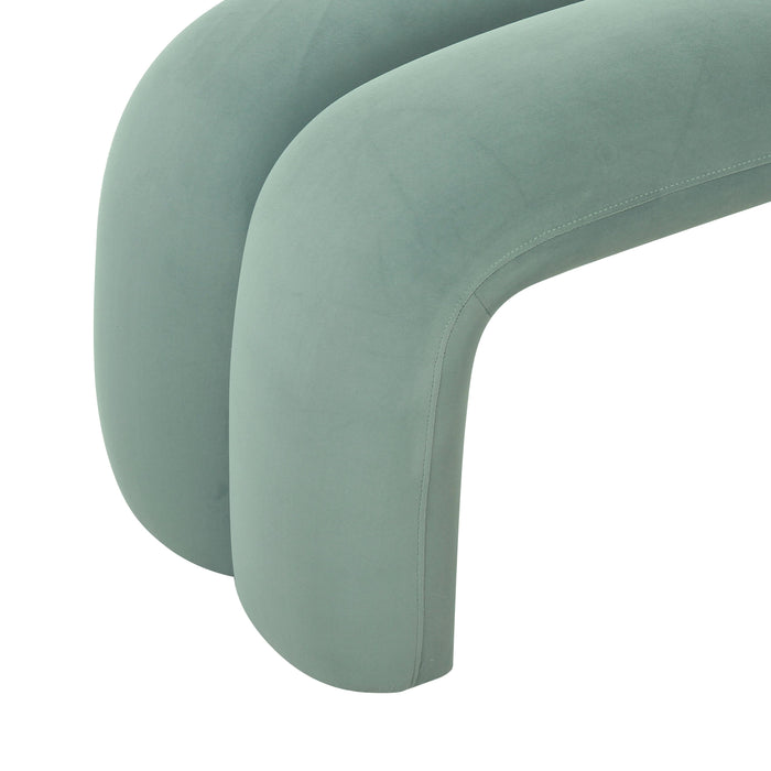 Leigh Green Velvet Channeled Bench - UK - Home And Beyond