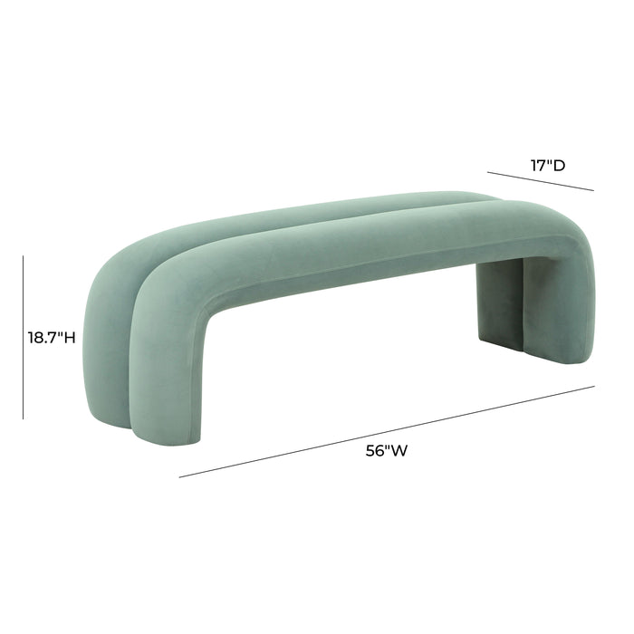 Leigh Green Velvet Channeled Bench - UK - Home And Beyond