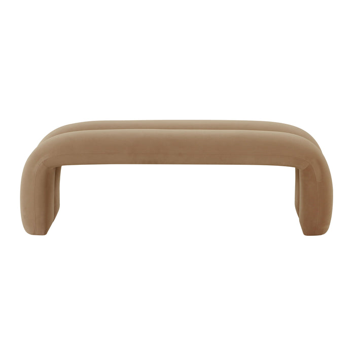 Leigh Taupe Velvet Channeled Bench - UK - Home And Beyond