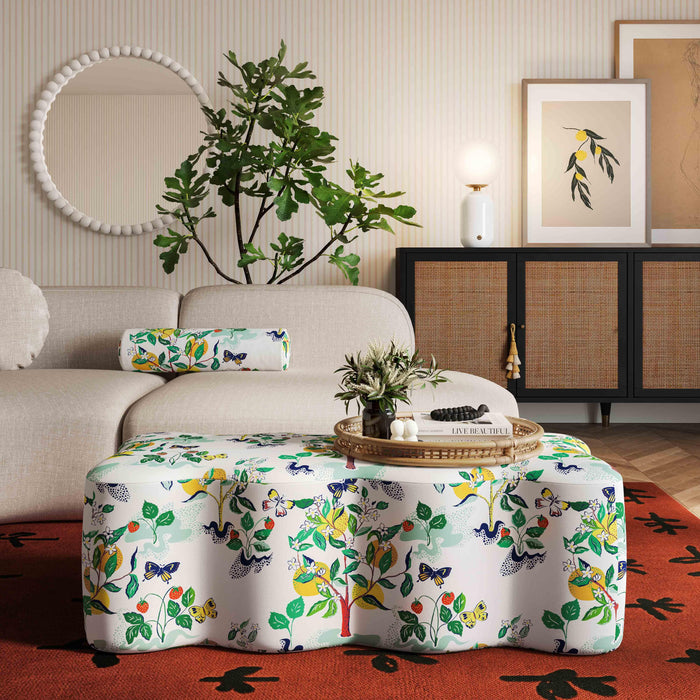 Archie Upholstered Bench in Florida Grove Print - UK - Home And Beyond