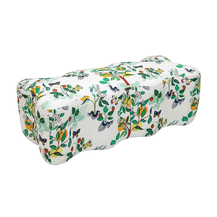 Archie Upholstered Bench in Florida Grove Print - UK - Home And Beyond