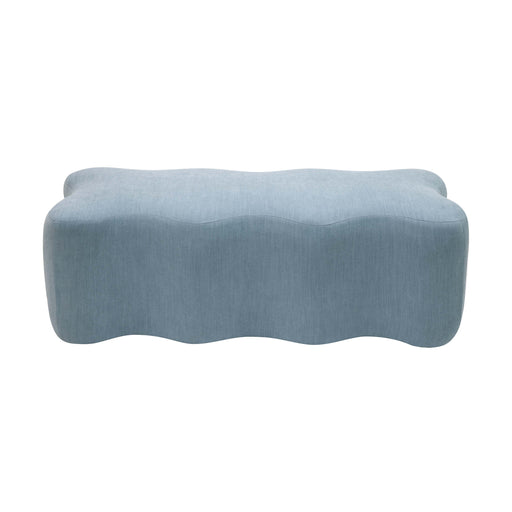 Archie Upholstered Bench in Faded Blue Linen - UK - Home And Beyond
