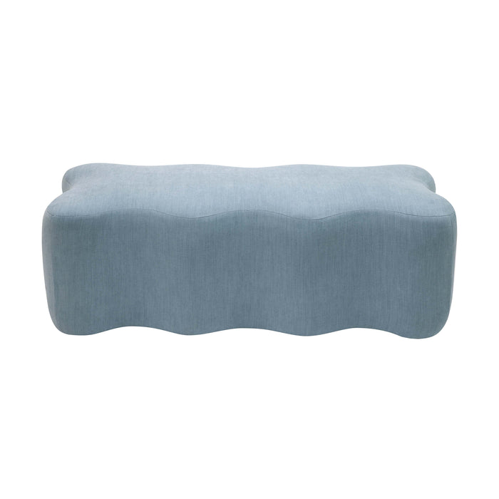 Archie Upholstered Bench in Faded Blue Linen - UK - Home And Beyond