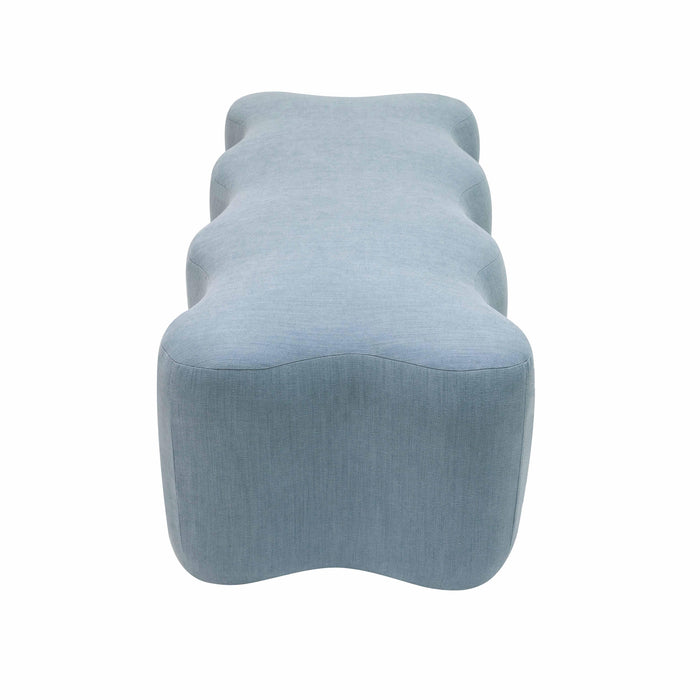 Archie Upholstered Bench in Faded Blue Linen - UK - Home And Beyond