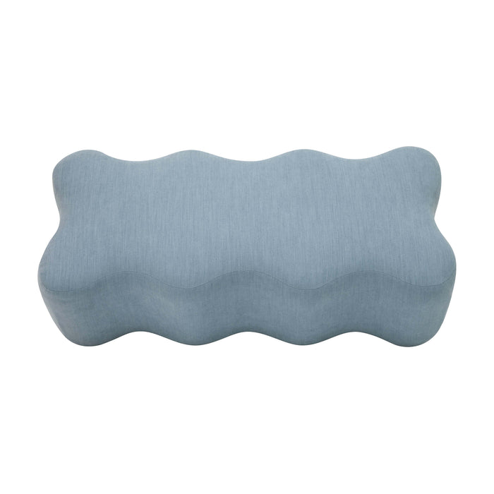 Archie Upholstered Bench in Faded Blue Linen - UK - Home And Beyond