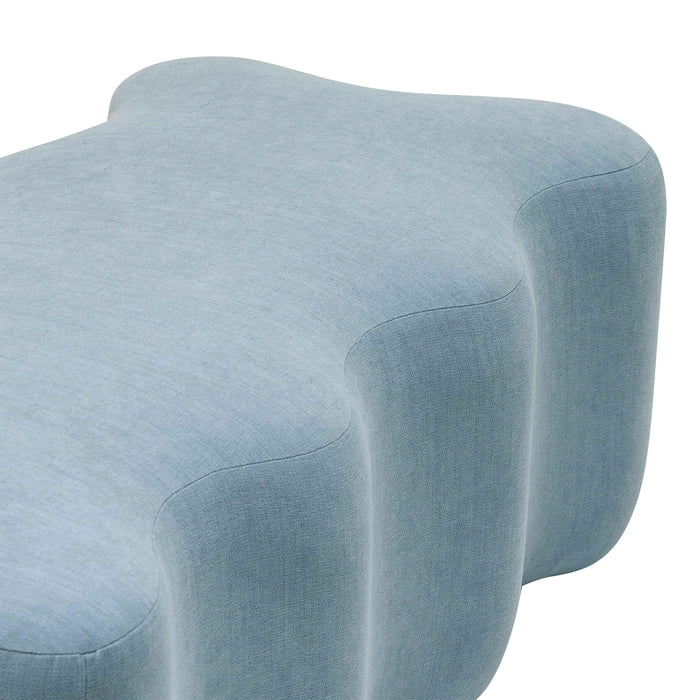Archie Upholstered Bench in Faded Blue Linen - UK - Home And Beyond