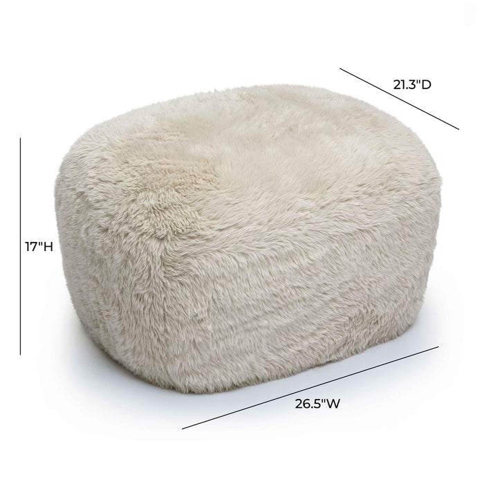 Britt Natural Vegan Shearling Ottoman - Home And Beyond
