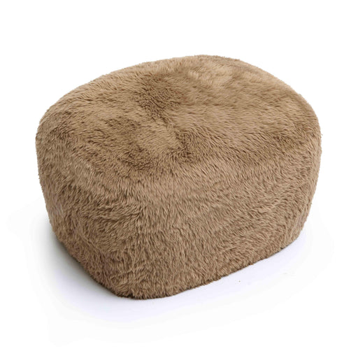 Britt Dark Taupe Vegan Shearling Ottoman - Home And Beyond